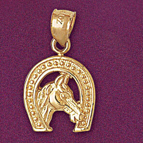 Dazzlers Jewelry Lucky Horseshoe Pendant Necklace Charm Bracelet in Yellow, White or Rose Gold 5159…