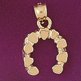 Dazzlers Jewelry Lucky Horseshoe Pendant Necklace Charm Bracelet in Yellow, White or Rose Gold 5158…