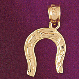 Dazzlers Jewelry Lucky Horseshoe Pendant Necklace Charm Bracelet in Yellow, White or Rose Gold 5151…