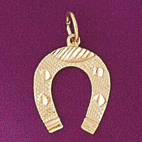Dazzlers Jewelry Lucky Horseshoe Pendant Necklace Charm Bracelet in Yellow, White or Rose Gold 5149…