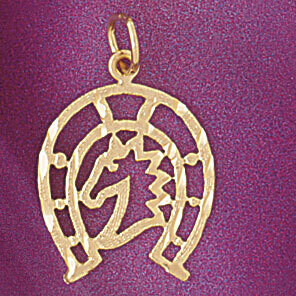 Dazzlers Jewelry Lucky Horseshoe Pendant Necklace Charm Bracelet in Yellow, White or Rose Gold 5146…