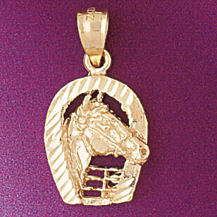 Dazzlers Jewelry Lucky Horseshoe Pendant Necklace Charm Bracelet in Yellow, White or Rose Gold 5141…