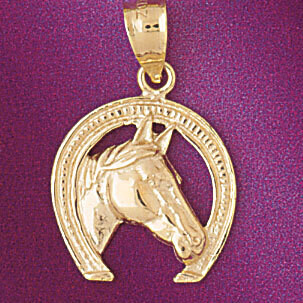 Dazzlers Jewelry Lucky Horseshoe Pendant Necklace Charm Bracelet in Yellow, White or Rose Gold 5135…