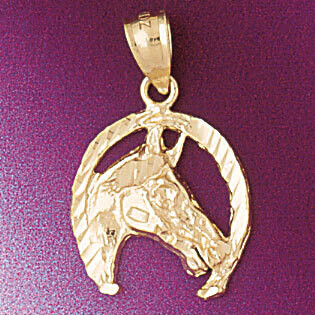 Dazzlers Jewelry Lucky Horseshoe Pendant Necklace Charm Bracelet in Yellow, White or Rose Gold 5134…