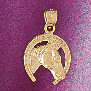 Dazzlers Jewelry Lucky Horseshoe Pendant Necklace Charm Bracelet in Yellow, White or Rose Gold 5133…