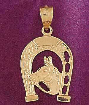 Dazzlers Jewelry Lucky Horseshoe Pendant Necklace Charm Bracelet in Yellow, White or Rose Gold 5132…