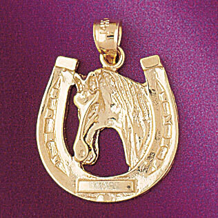 Dazzlers Jewelry Lucky Horseshoe Pendant Necklace Charm Bracelet in Yellow, White or Rose Gold 5128…