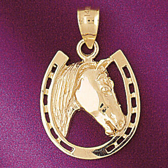 Dazzlers Jewelry Lucky Horseshoe Pendant Necklace Charm Bracelet in Yellow, White or Rose Gold 5129…