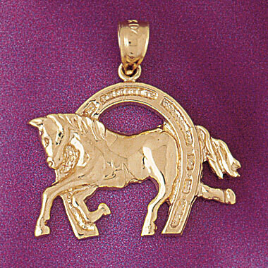 Dazzlers Jewelry Lucky Horseshoe Pendant Necklace Charm Bracelet in Yellow, White or Rose Gold 5127…