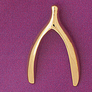 Dazzlers Jewelry Lucky Wishbone Pendant Necklace Charm Bracelet in Yellow, White or Rose Gold 5382,…