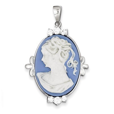 Plastic Cameo Pendant Sterling Silver Diamond QP1262, MPN: QP1262, 883957958514