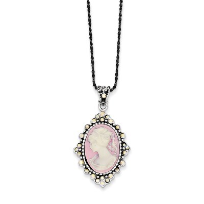 16 Inch Crystal Cameo Pendant 16 Chain Sterling Silver QH788-16, MPN: QH788-16, 883957955414