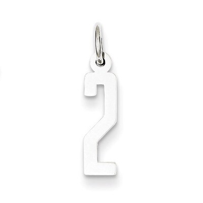 Number 2 Pendant Sterling Silver Elongated Polished QES02, MPN: QES02, 883957547404