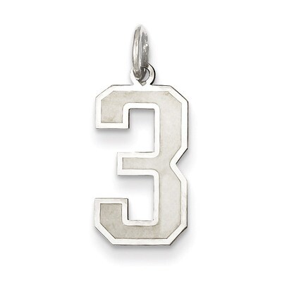 Medium Satin Number 3 Pendant Sterling Silver QPM03, MPN: QPM03, 883957126555