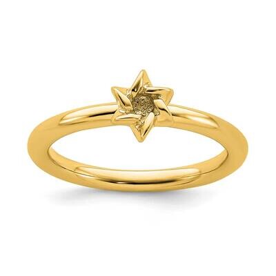 Yellow-plated Star of David Ring Sterling Silver QSK1949, MPN: QSK1949, 191101721816