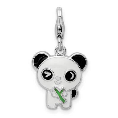 Enameled Panda with Lobster Clasp Charm Sterling Silver Rhodium-plated QC9524, MPN: QC9524, 8867741…