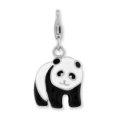 Panda Bear Charm Sterling Silver Enameled QCC910 by Amore La Vita, MPN: QCC910, 886774236216