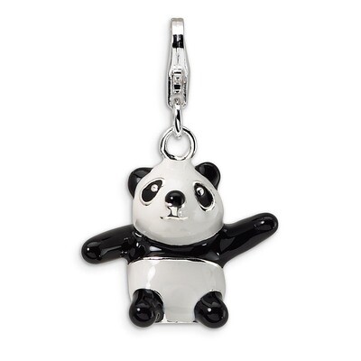 3-D Enameled Panda Charm Sterling Silver QCC183 by Amore La Vita, MPN: QCC183, 883957331409