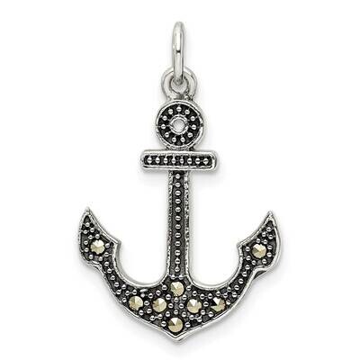 Marcasite Anchor Pendant Sterling Silver Antiqued QP5578, MPN: QP5578,