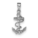 CZ Diamond Anchor Pendant Sterling Silver Rhodium-plated QC8356, MPN: QC8356, 191101368844