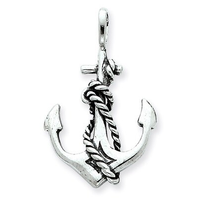 Anchor and Rope Pendant Sterling Silver Antiqued QC4972, MPN: QC4972, 886774760315