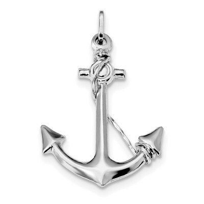 Anchor with Rope Charm Sterling Silver Rhodium Plated Polished QC9259, MPN: QC9259, 886774122434