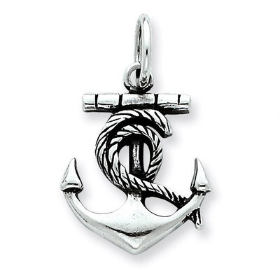 Anchor Charm Sterling Silver Antiqued QC6334, MPN: QC6334, 883957915814