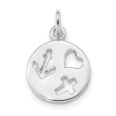 Cut-out Heart Cross Anchor Charm Sterling Silver Rhodium-plated QC9158, MPN: QC9158, 886774024288