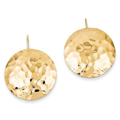Hammered Circle Earrings 14k Gold TH653, MPN: TH653, 658226125955