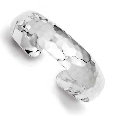 13.5mm Hammered Cuff Bangle Sterling Silver QB320, MPN: QB320, 883957740867