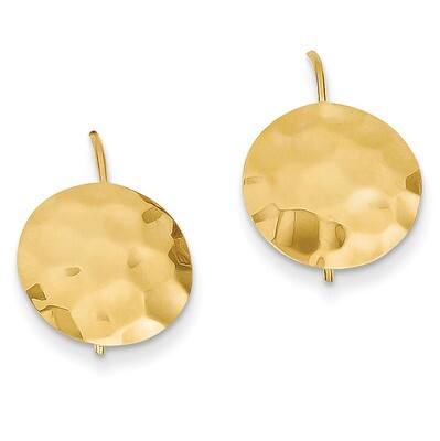 Hammered Circle Disc Earrings 14k Gold TH650, MPN: TH650, 658226125924