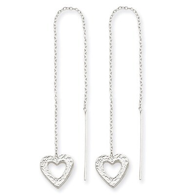 Hammered Heart Threader Earrings Sterling Silver QE3817, MPN: QE3817, 883957928081