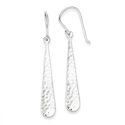 Hammered Teardrop Dangle Earrings Sterling Silver QE7161, MPN: QE7161, 886774749624