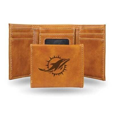 NFL Miami Dolphins Brown Faux Leather Trifold Wallet GC7781, MPN: GC7781, 767345899507