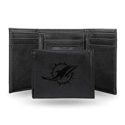 NFL Miami Dolphins Black Faux Leather Trifold Wallet GC7780, MPN: GC7780, 767345899491