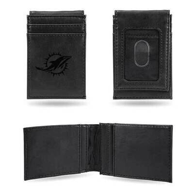 NFL Miami Dolphins Black Faux Leather Front Pocket Wallet GC7534, MPN: GC7534, 767345895851