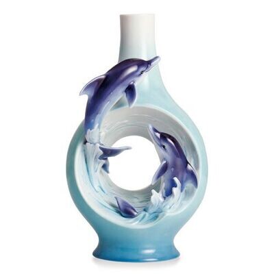 Franz Porcelain Dolphin Large Vase FZ02259, MPN: FZ02259, 810524014557