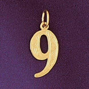 Dazzlers Jewelry Number 9 Pendant Necklace Charm Bracelet in Yellow, White or Rose Gold 9522, MPN: …