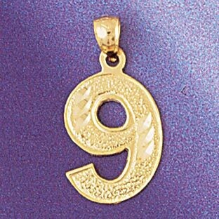 Dazzlers Jewelry Number 9 Pendant Necklace Charm Bracelet in Yellow, White or Rose Gold 95099, MPN:…