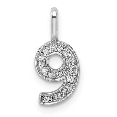 Diamond Number 9 Pendant 14k White Gold PM8370-9-009-WA, MPN: PM8370-9-009-WA, 196904071281
