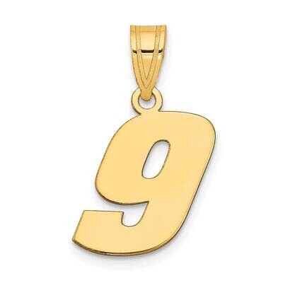 Block Number 9 Pendant 14k Gold Polished BN09, MPN: BN09, 196904084335
