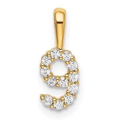 Diamond Number 9 Pendant 14k Gold PM8369-9-012-YA, MPN: PM8369-9-012-YA, 196904069516
