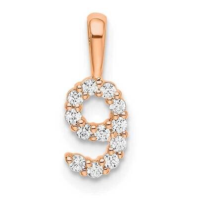 Diamond Number 9 Pendant 14k Rose Gold PM8369-9-012-RA, MPN: PM8369-9-012-RA, 196904069509