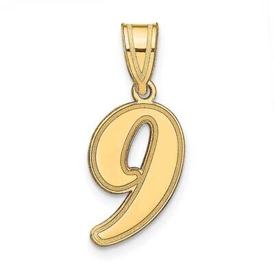 Script Number 9 Pendant 14k Gold Polished SCN09, MPN: SCN09, 196904087800