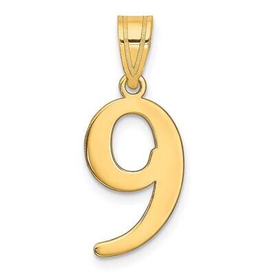 Number 9 Pendant 14k Gold Polished APN09, MPN: APN09, 196904085240