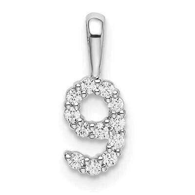 Diamond Number 9 Pendant 14k White Gold PM8369-9-012-WA, MPN: PM8369-9-012-WA, 196904074367