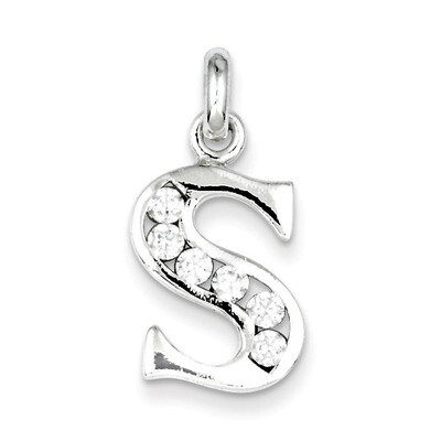 White Diamond Initial S Pendant Sterling Silver QC6716S, MPN: QC6716S, 883957536538