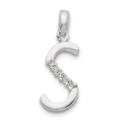 Initial S Pendant Sterling Silver Diamond QC6525S, MPN: QC6525S, 883957916576
