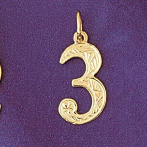 Dazzlers Jewelry Number 3 Pendant Necklace Charm Bracelet in Yellow, White or Rose Gold 9516, MPN: …