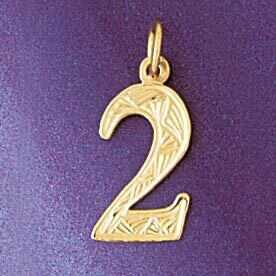 Dazzlers Jewelry Number 2 Pendant Necklace Charm Bracelet in Yellow, White or Rose Gold 9515, MPN: …